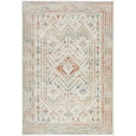 Beige Teal Blue And Orange Oriental Non Skid Area Rug Photo 2