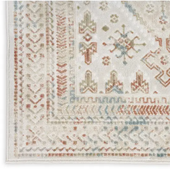 Beige Teal Blue And Orange Oriental Non Skid Area Rug Photo 9