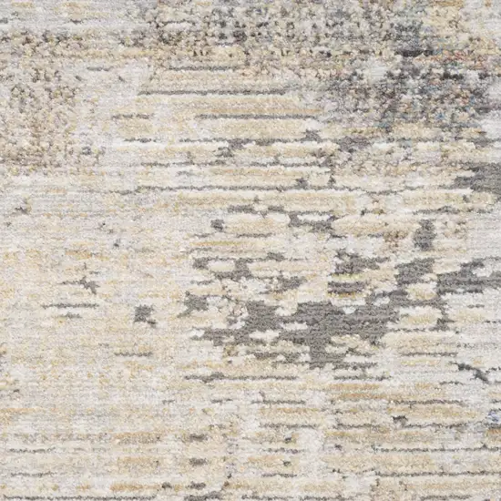 Beige Teal Blue and Gray Abstract Area Rug With Fringe Photo 1