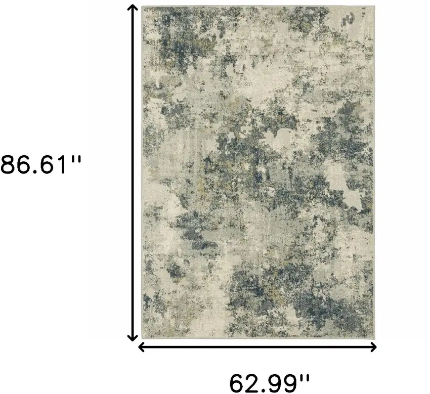 Beige Teal Grey And Gold Abstract Power Loom Stain Resistant Area Rug Photo 10