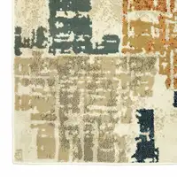 Photo of Beige Terracotta Green Navy And Grey Abstract Power Loom Stain Resistant Area Rug
