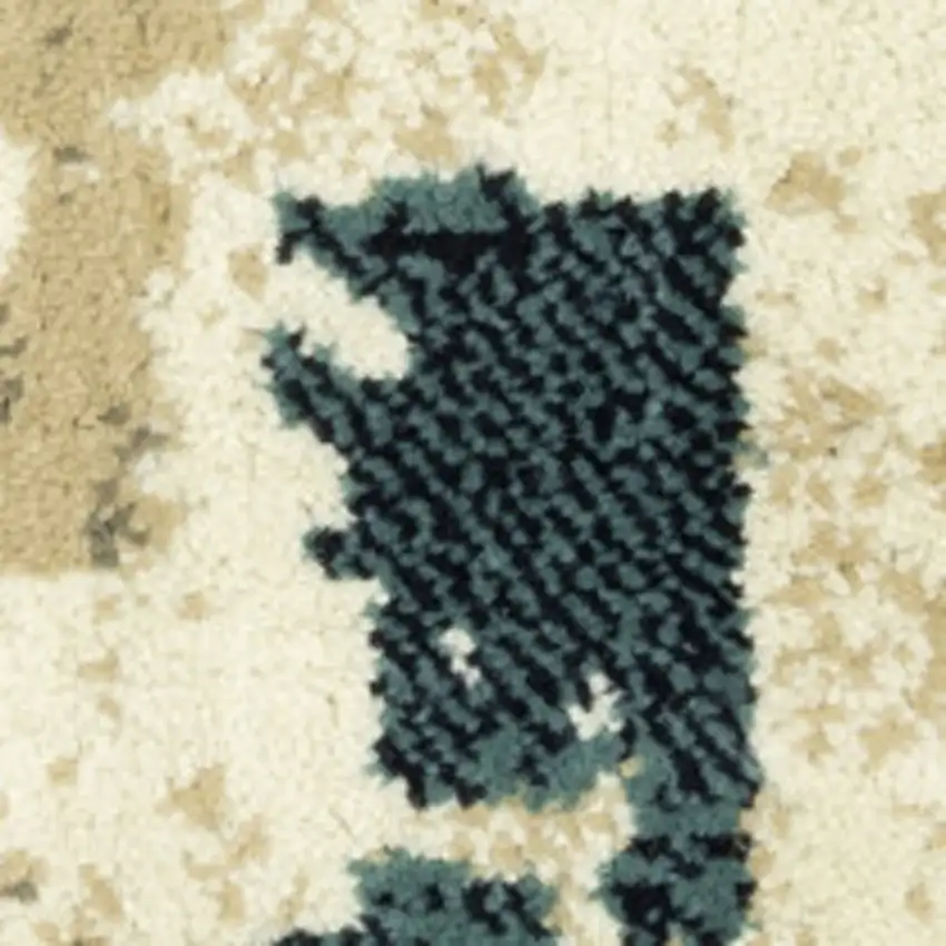 Beige Terracotta Green Navy And Grey Abstract Power Loom Stain Resistant Area Rug Photo 7