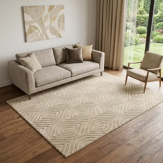 5' X 7' Beige Trellis Area Rug Photo 1