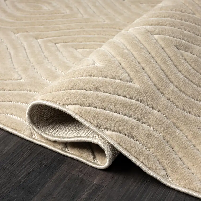 5' X 7' Beige Trellis Area Rug Photo 5