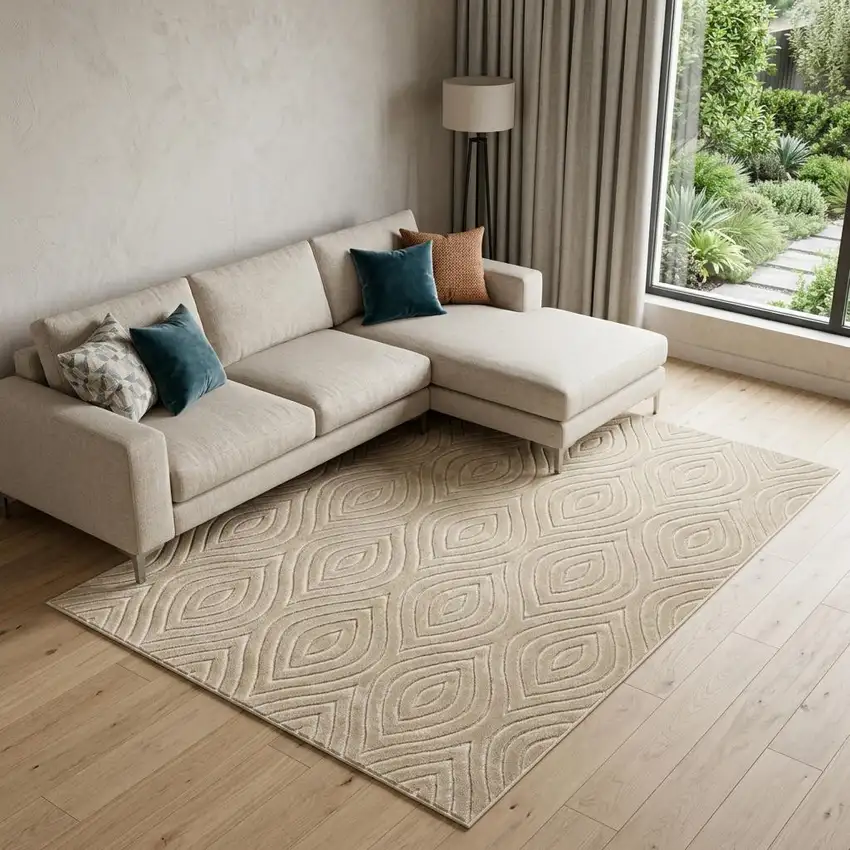 Beige Trellis Area Rug Photo 1