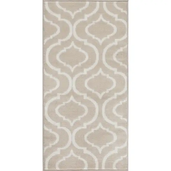Beige Trellis Power Loom Area Rug Photo 9