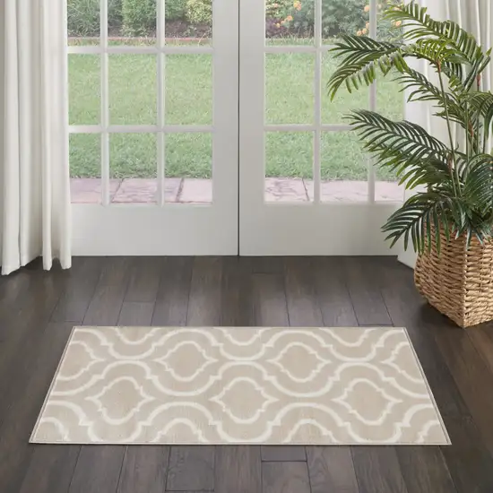 Beige Trellis Power Loom Area Rug Photo 3