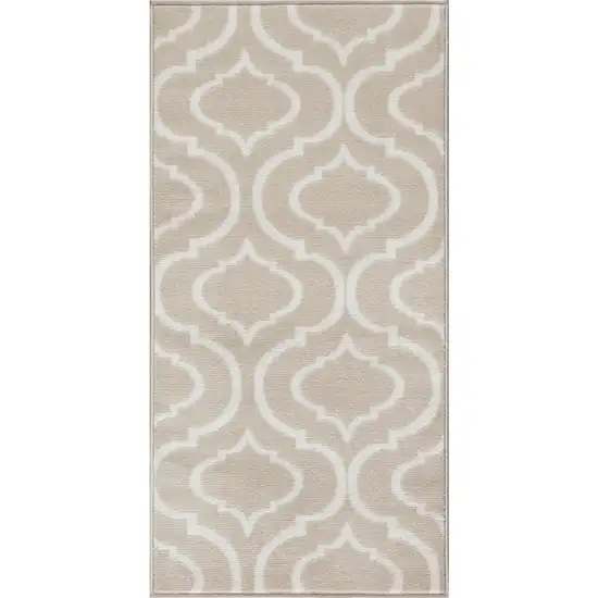 Beige Trellis Power Loom Area Rug Photo 1