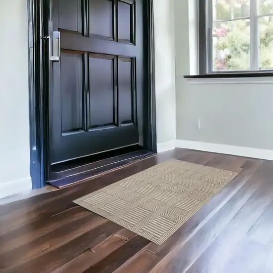 Beige Uv Treated Polypropylene Area Rug Photo 1