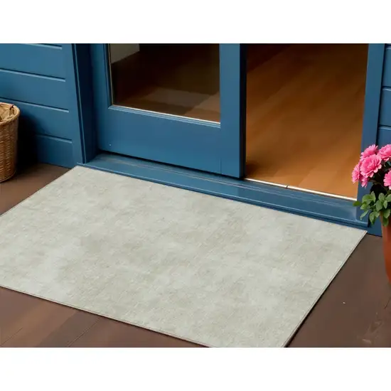 Beige Washable Indoor Outdoor Area Rug Photo 1