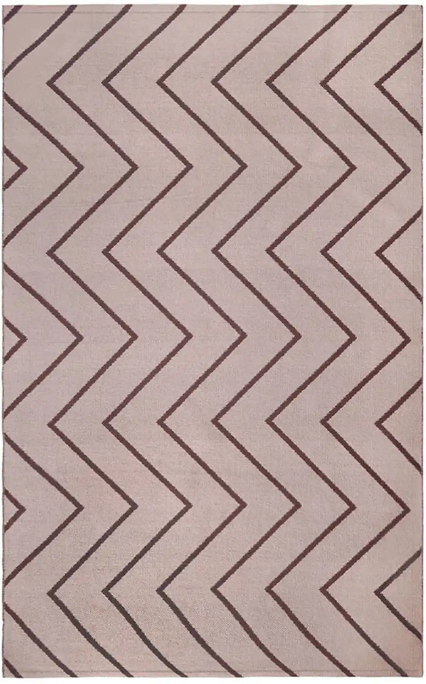 Beige Waves Stain Resistant Indoor Outdoor Area Rug Photo 1