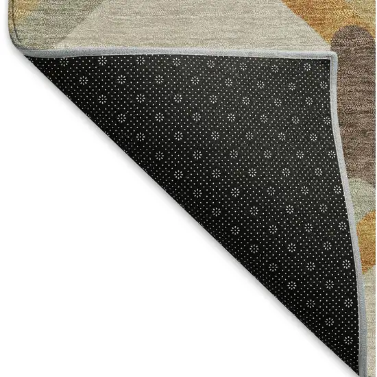 Beige Wheat And Blue Geometric Washable Indoor Outdoor Area Rug Photo 5