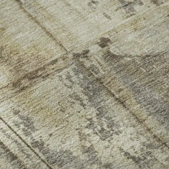 Beige Wheat And Taupe Striped Washable Area Rug With UV Protection Photo 7