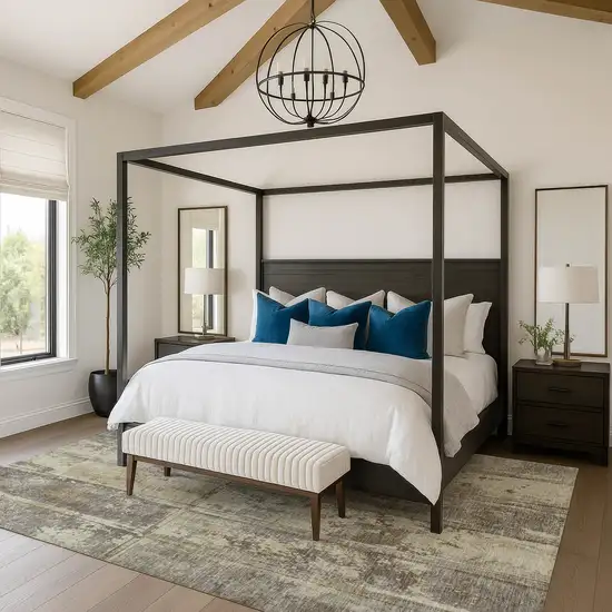 Beige Wheat And Taupe Striped Washable Area Rug With UV Protection Photo 2