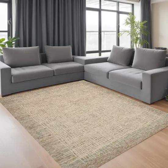 Beige Wool Abstract Area Rug Photo 1