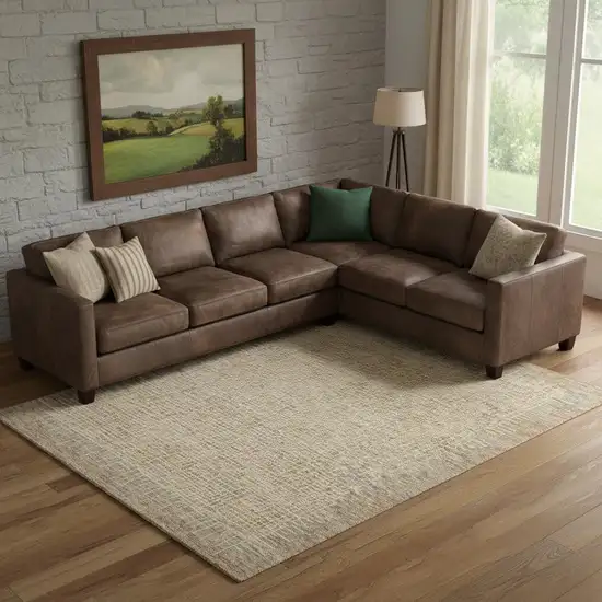 Beige Wool Abstract Area Rug Photo 1