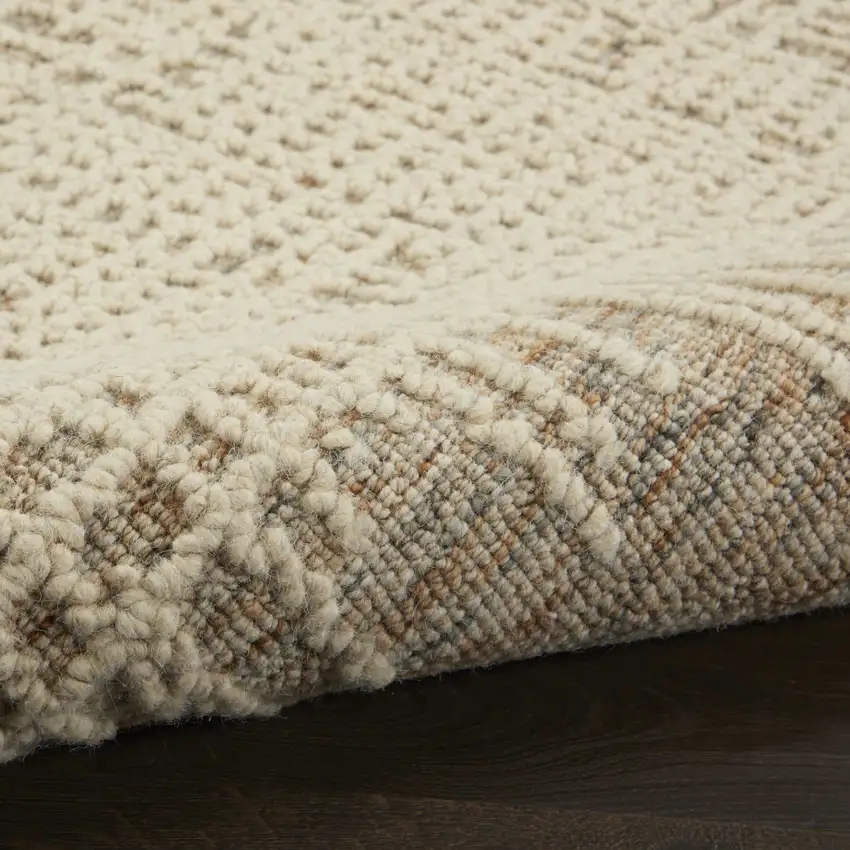 Beige Wool Abstract Area Rug Photo 9