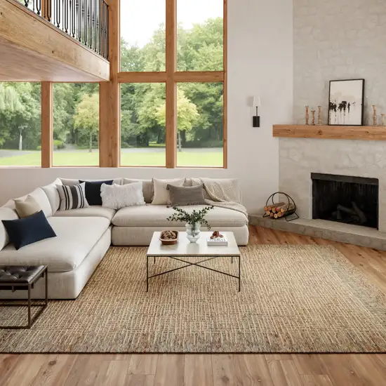 Beige Wool Abstract Area Rug Photo 5