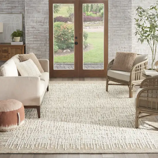 Beige Wool Abstract Area Rug Photo 6