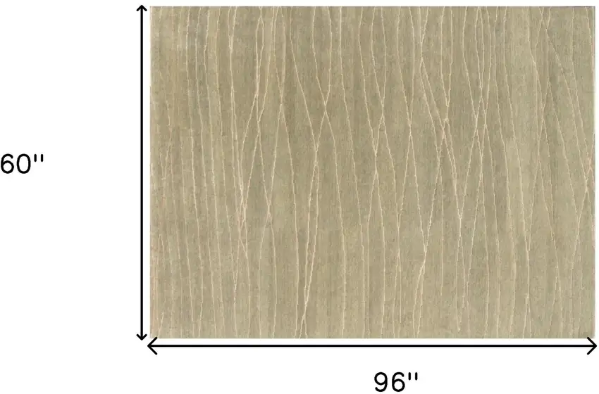 Beige Wool Abstract Lines Hand Loomed Area Rug Photo 3