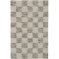 Photo of Beige Wool Checkered Hand Woven Area Rug
