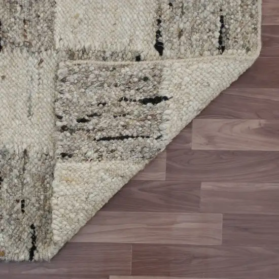 Beige Wool Checkered Hand Woven Area Rug Photo 3