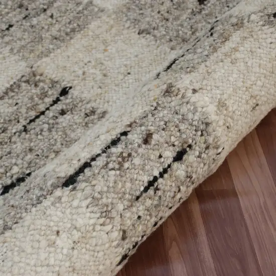 Beige Wool Checkered Hand Woven Area Rug Photo 4