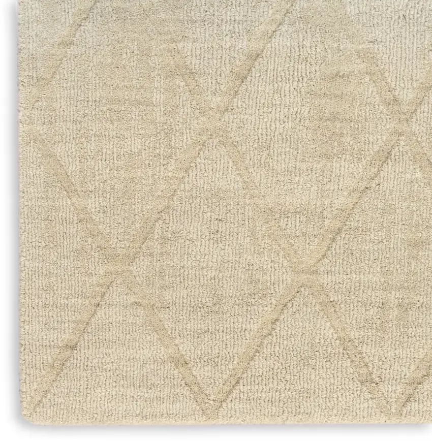 Beige Wool Geometric Area Rug Photo 6