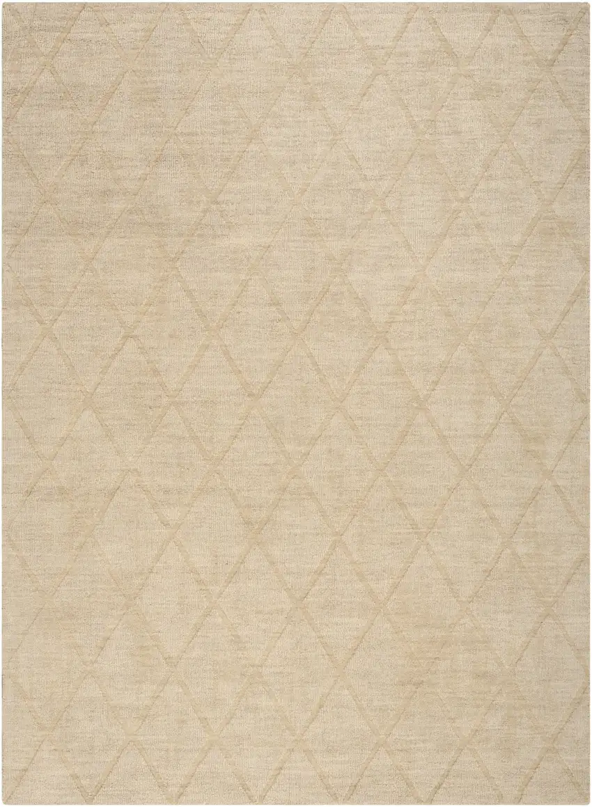 Beige Wool Geometric Area Rug Photo 1