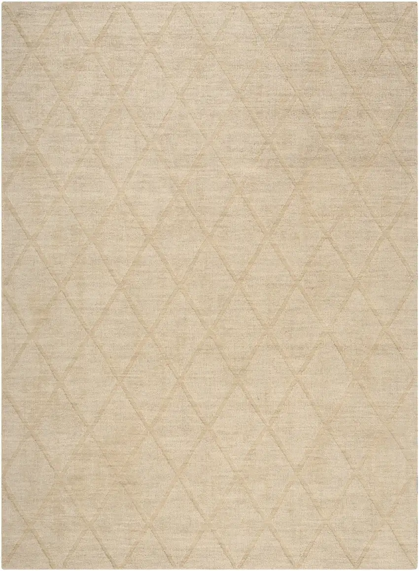 Beige Wool Geometric Area Rug Photo 4