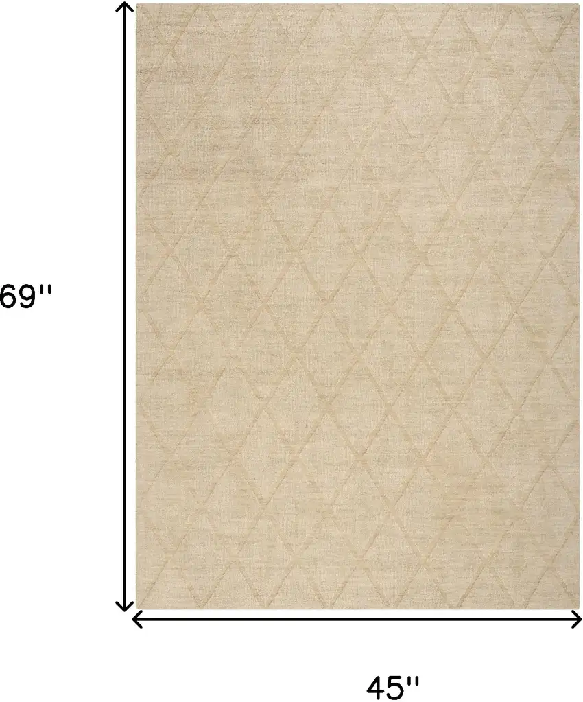 Beige Wool Geometric Area Rug Photo 3