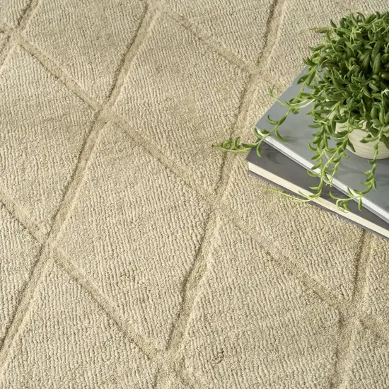 Beige Wool Geometric Area Rug Photo 8