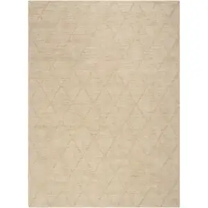 Photo of Beige Wool Geometric Area Rug