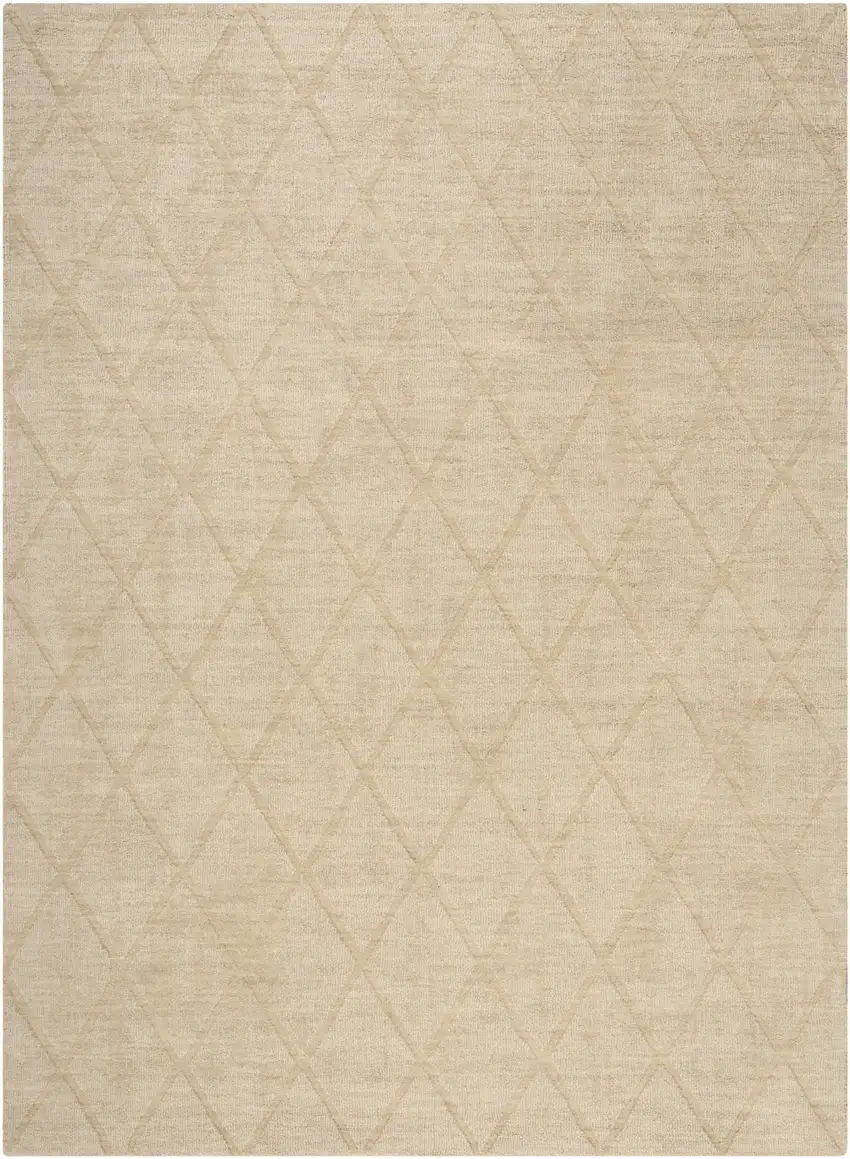 Beige Wool Geometric Area Rug Photo 4