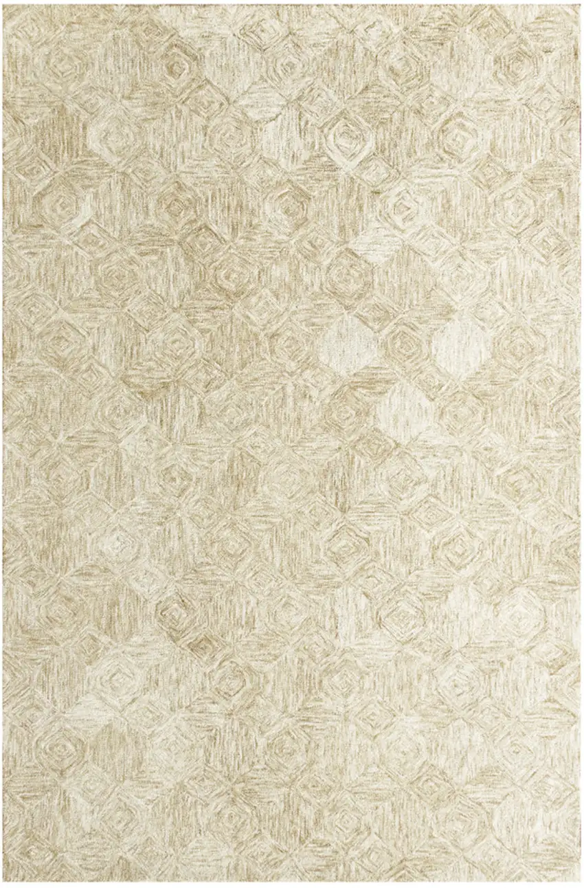 Beige Wool Geometric Hand Tufted Area Rug Photo 1