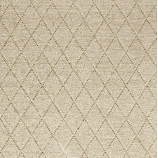 Beige Wool Geometric Hand Woven Area Rug Photo 7
