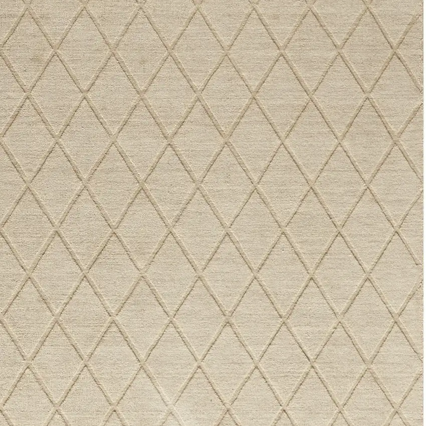 Beige Wool Geometric Hand Woven Area Rug Photo 7