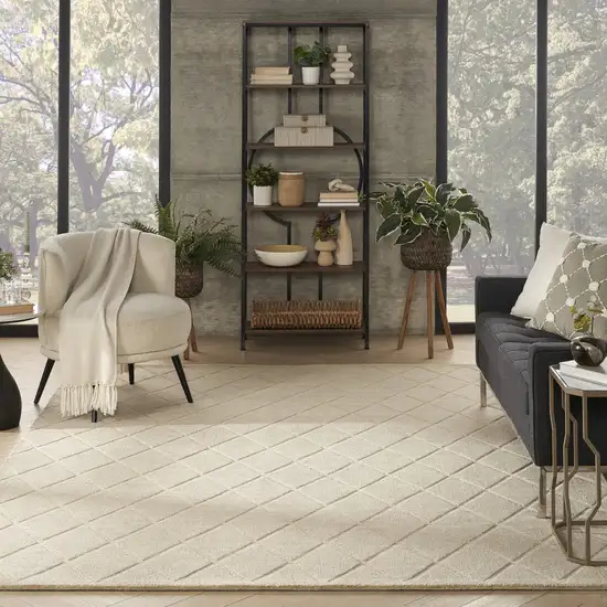 Beige Wool Geometric Hand Woven Area Rug Photo 5