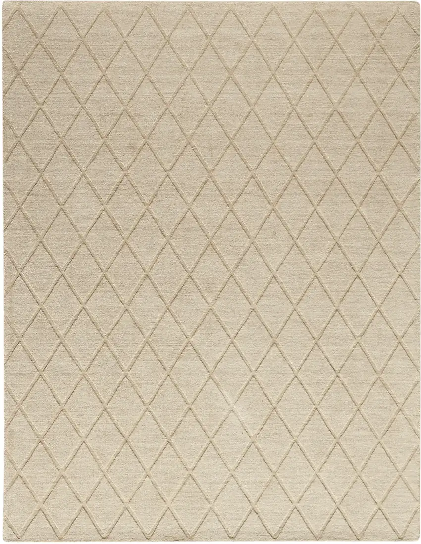 Beige Wool Geometric Hand Woven Area Rug Photo 6