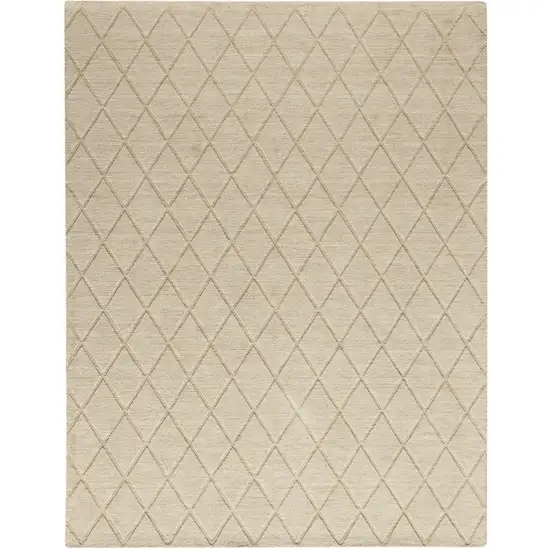 Beige Wool Geometric Hand Woven Area Rug Photo 6