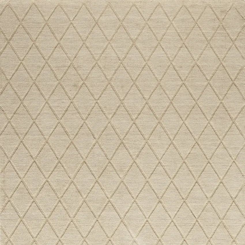 Beige Wool Geometric Hand Woven Area Rug Photo 8