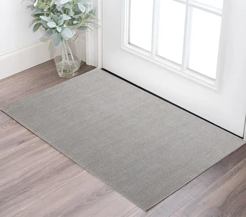 Beige Wool Hand Woven Area Rug Photo 1