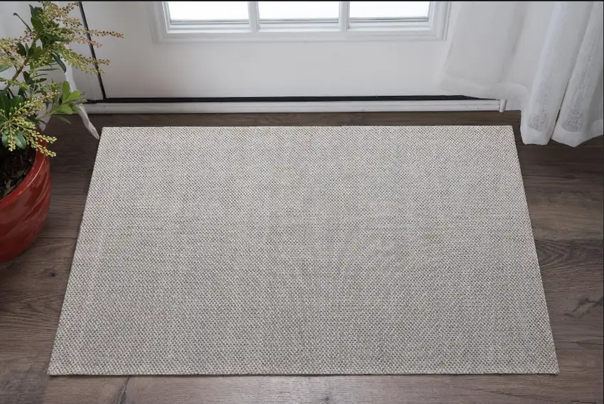 Beige Wool Hand Woven Area Rug Photo 1