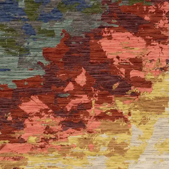 Beige Yellow And Rust Abstract Area Rug With Fringe Photo 5