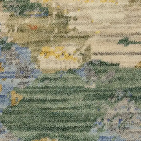 Beige Yellow And Rust Abstract Area Rug With Fringe Photo 5