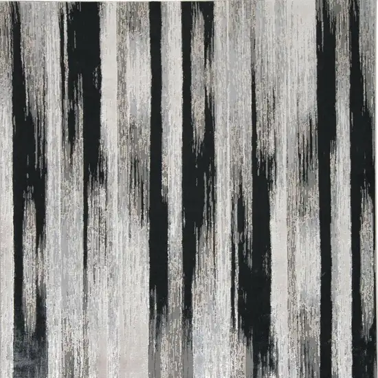 Black Silver And Gray Abstract Area Rug Photo 5