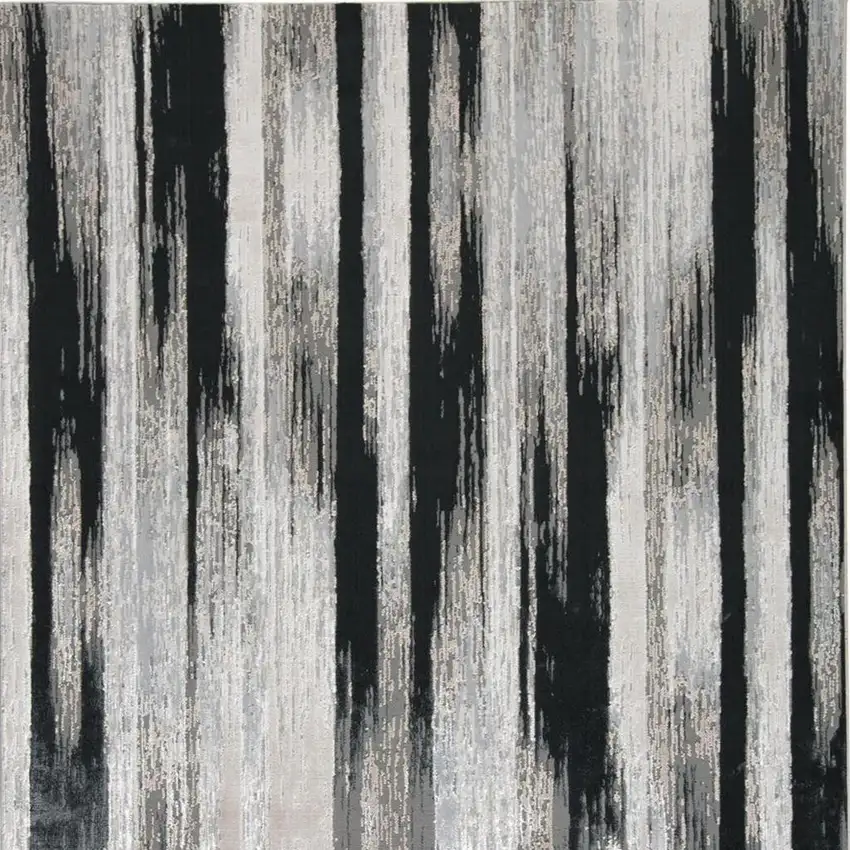 Black Silver And Gray Abstract Area Rug Photo 5