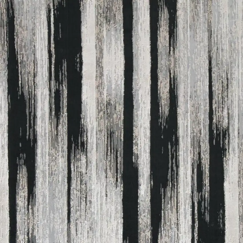 Black Silver And Gray Abstract Area Rug Photo 4