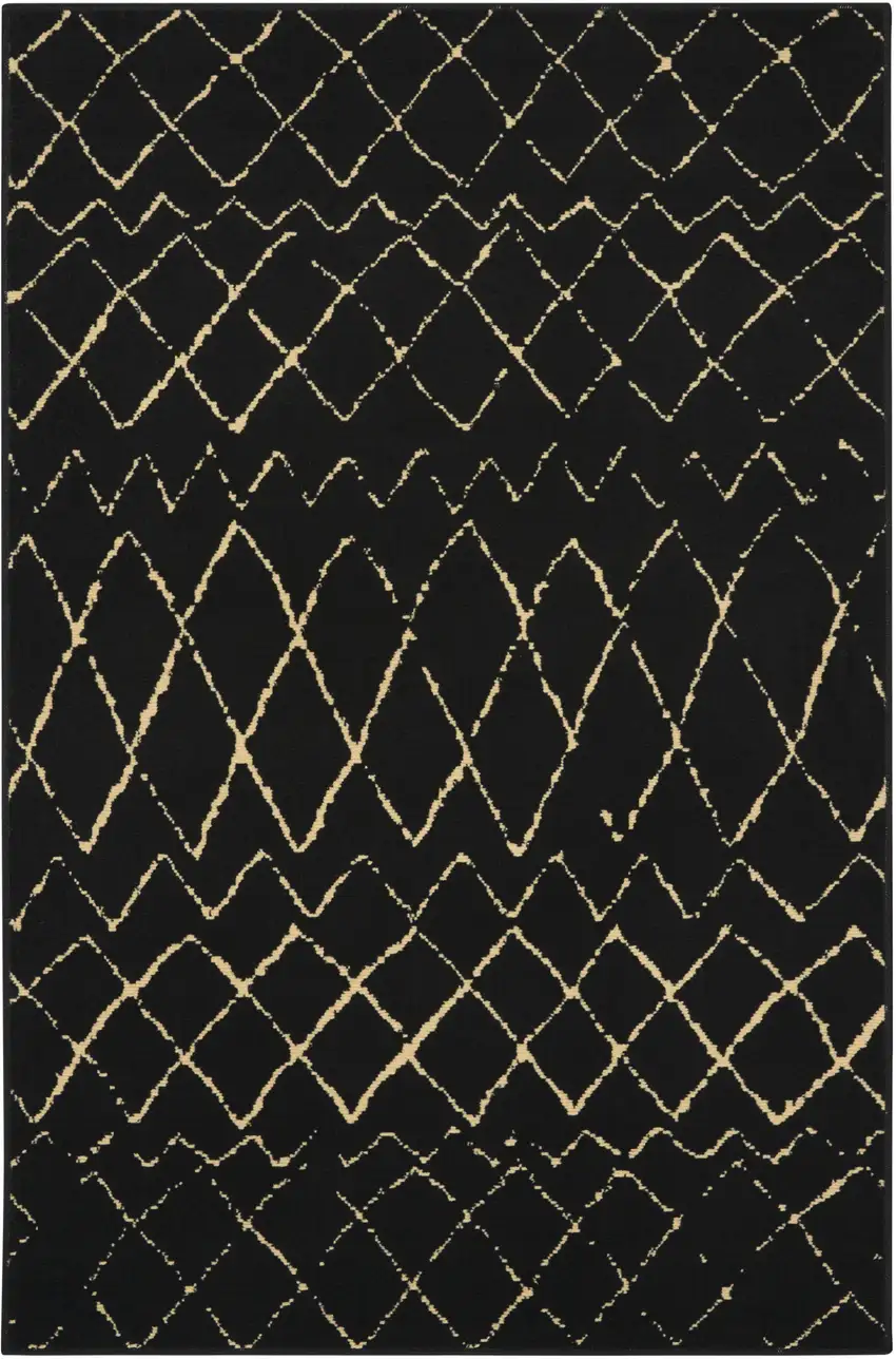 Beige and Black Abstract Power Loom Area Rug Photo 5