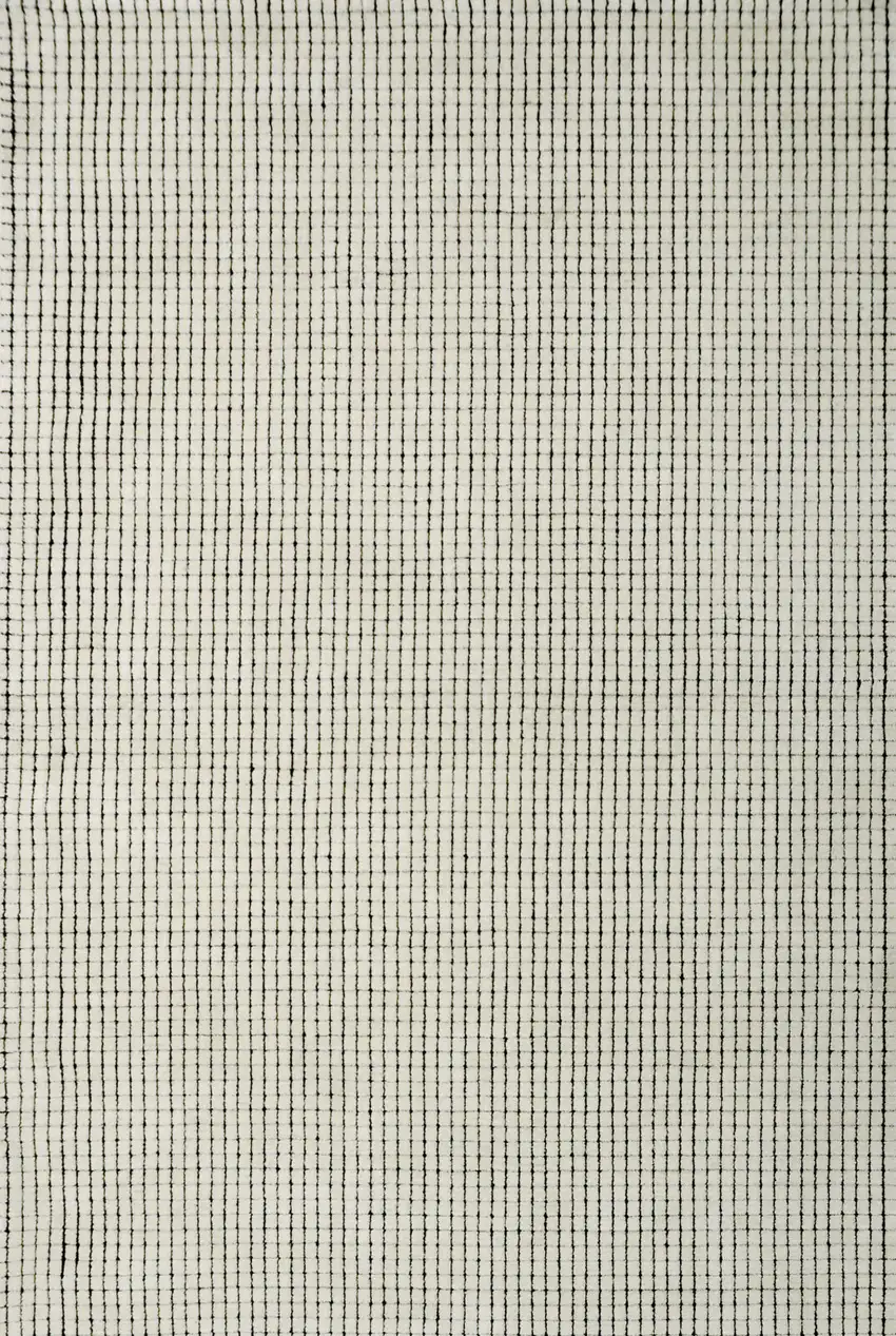 Beige and Black Checkered Power Loom Distressed Area Rug Photo 3